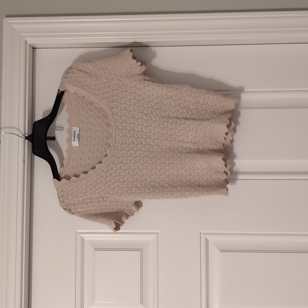 NWOT The Workshop Cream Eyelet Knit Top